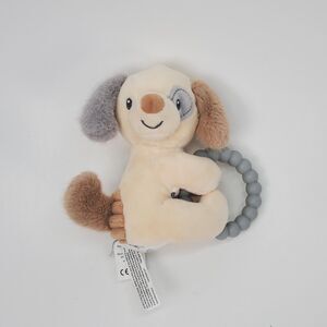 Mary Meyer Putty Pups Cream Puppy Dog Plush Rattle Silicone Teether Toy 6‎ Inch